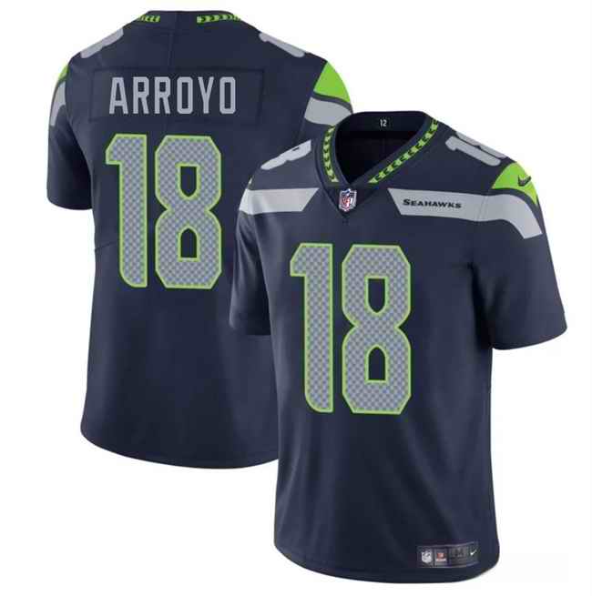Men's Seattle Seahawks #18 Elijah Arroyo Navy 2025 Draft Vapor Limited Stitched Football Jersey